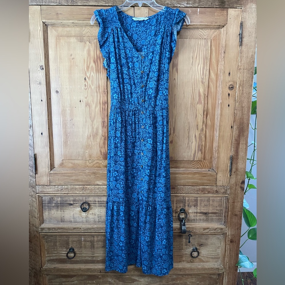 Sonoma Blue Flutter Sleeve Maxi Sundress